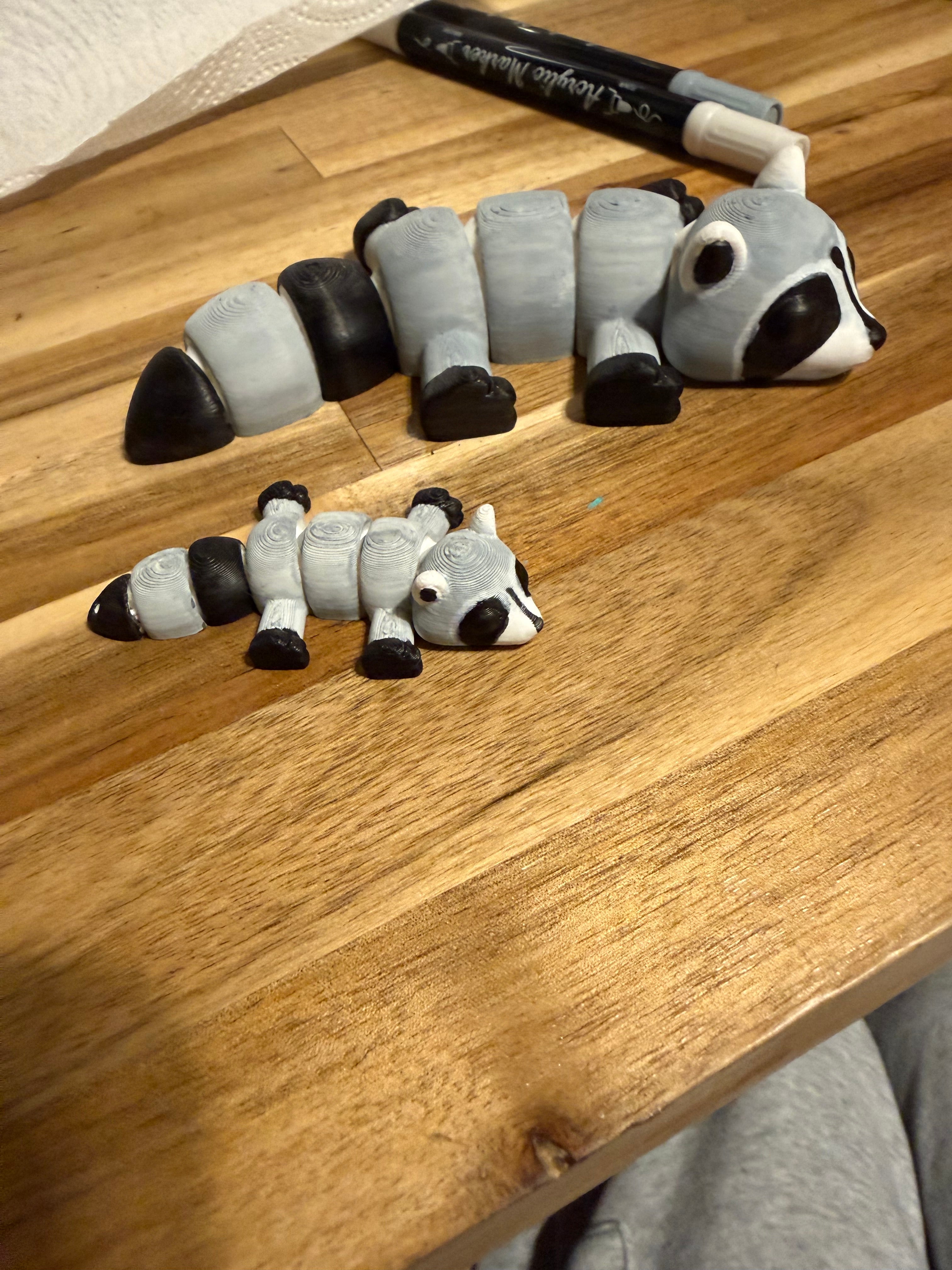 Articulated Raccoon- Hand painted- Lg