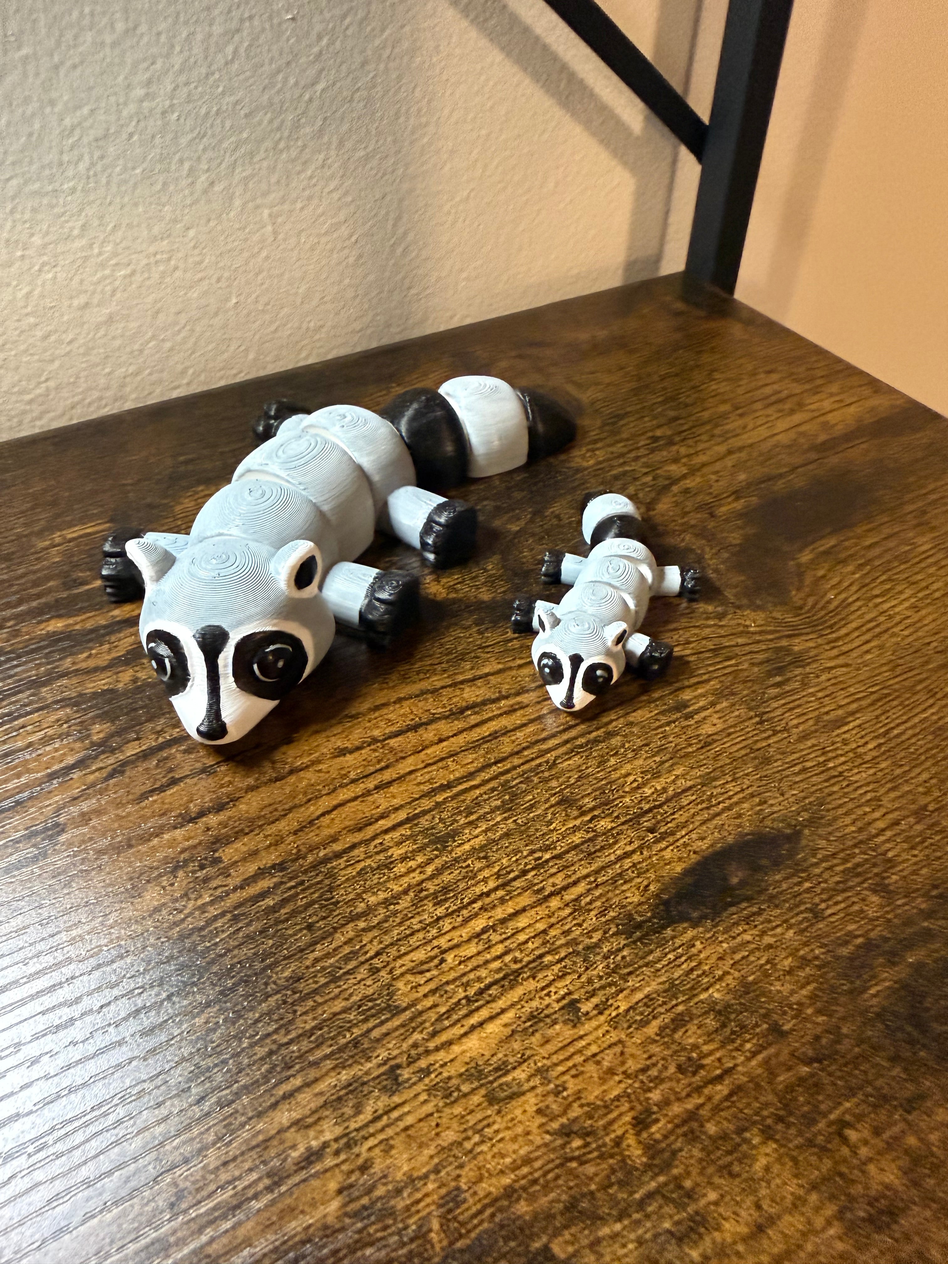 Articulated Raccoon- Hand painted- Lg